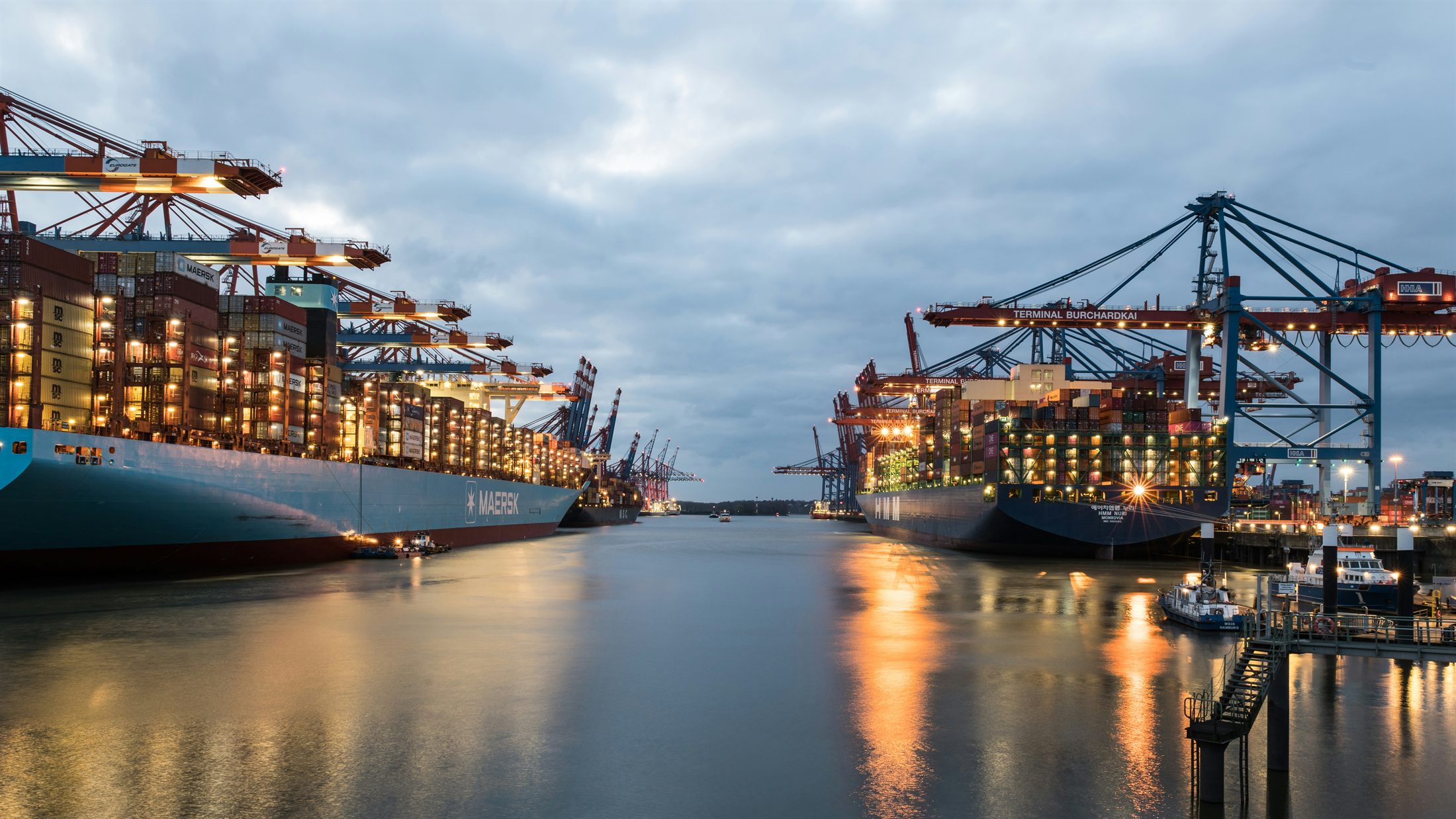 Port cargo operations illustrating international trade